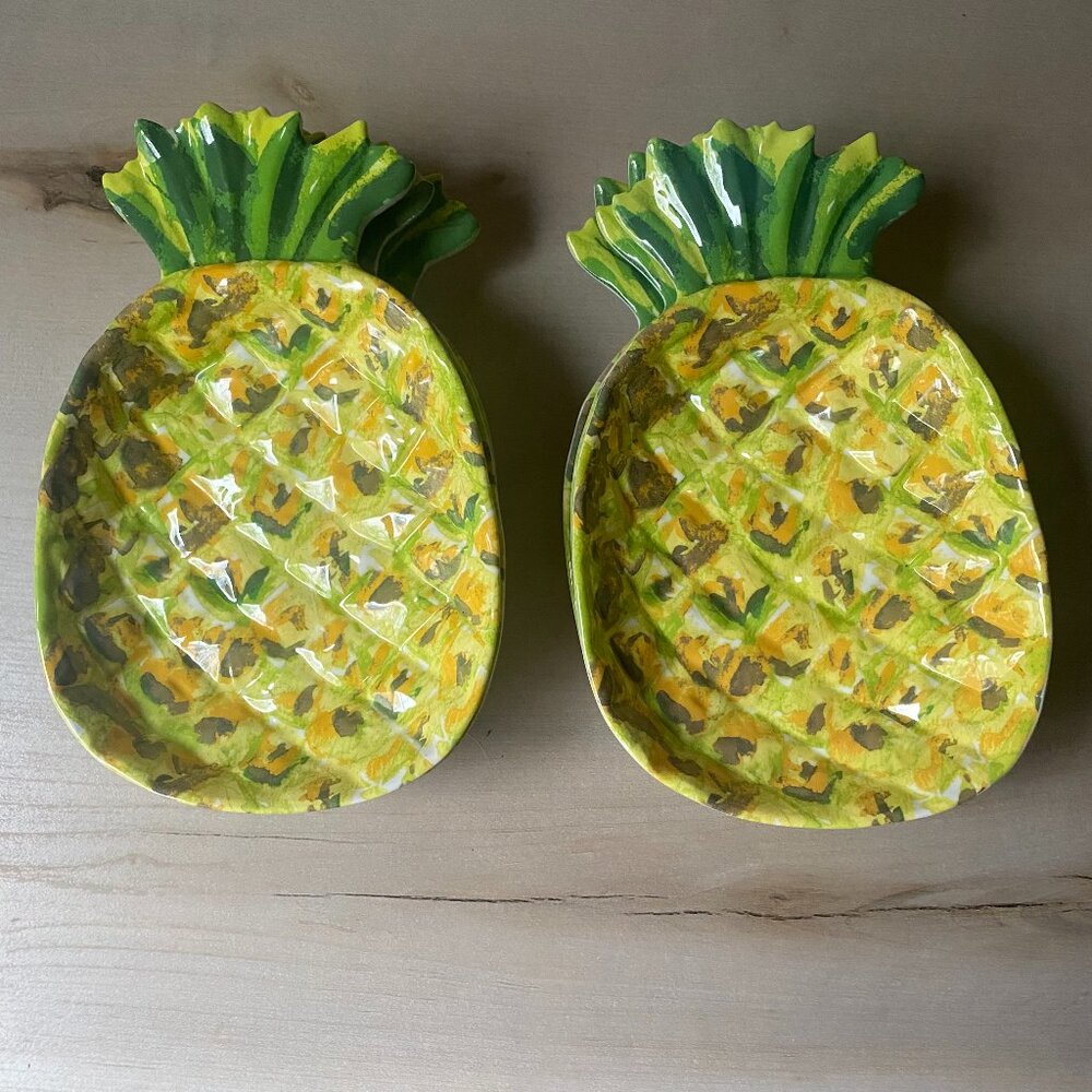 Set of 6 pineapple tropical melamine small appetizer plates Outdoor Collection